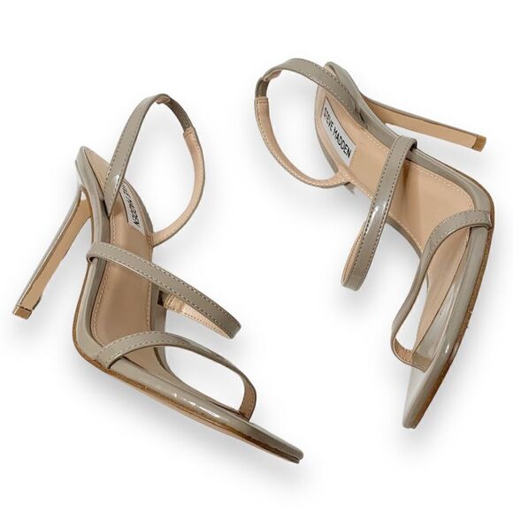 Steve Madden Gracey Strappy Heels Patent Gray Square Toe Sandal Women’s Size 8.5 - Picture 6 of 11